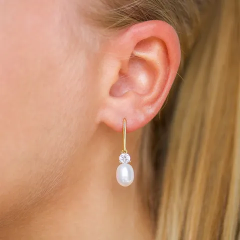 7,5-8 mm parel oorbellen in verguld zilver