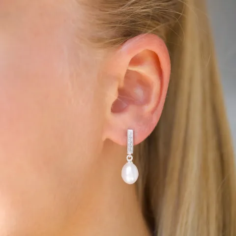 parel oorbellen in zilver