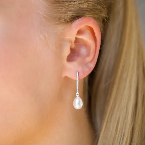 7,5-8 mm parel oorbellen in zilver