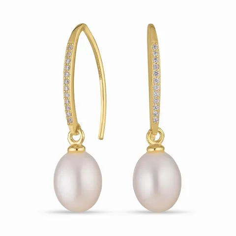 7,5-8 mm parel oorbellen in verguld sterlingzilver