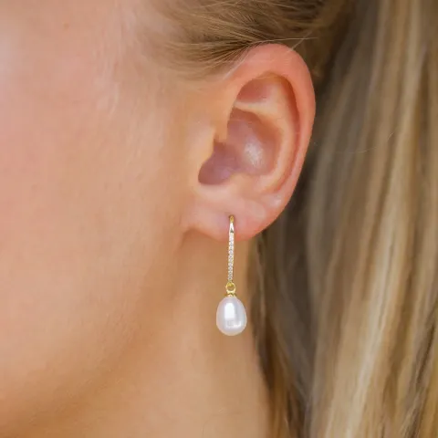 7,5-8 mm parel oorbellen in verguld sterlingzilver