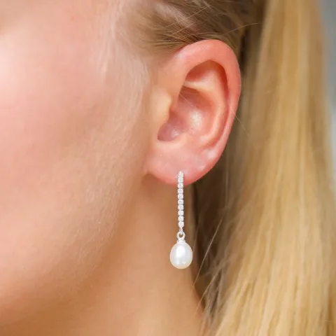 7,5-8 mm parel oorbellen in zilver