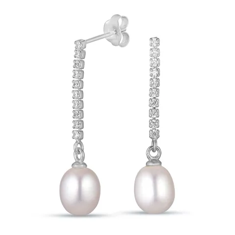 7,5-8 mm parel oorbellen in zilver