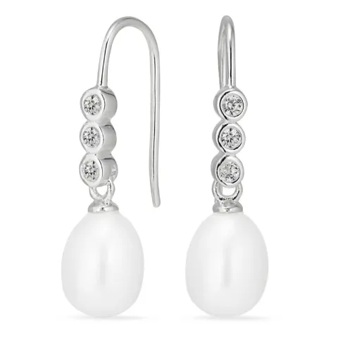 lange parel oorbellen in zilver