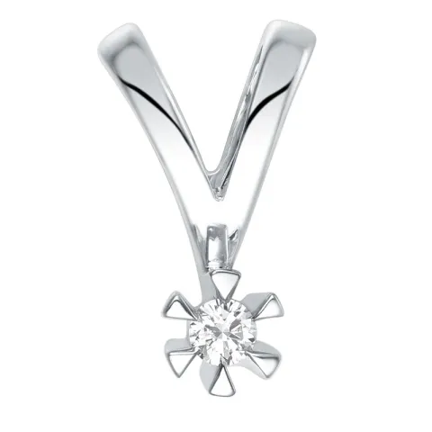 diamant solitaire hanger in 14 caraat witgoud 0,05 ct