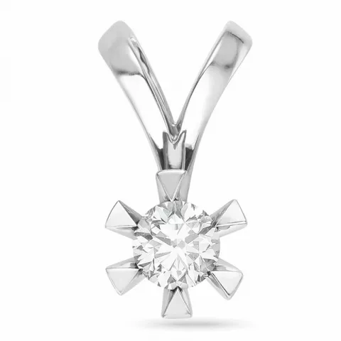 diamant solitaire hanger in 14 caraat witgoud 0,50 ct