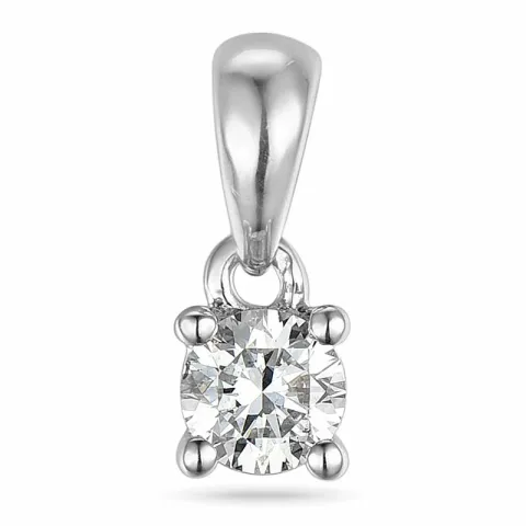 diamant solitaire hanger in 14 caraat witgoud 0,20 ct