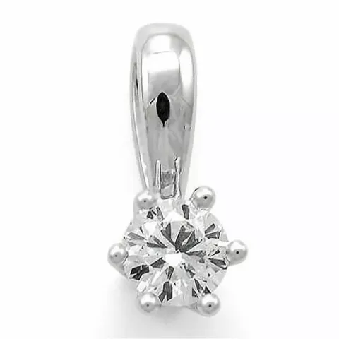 diamant solitaire hanger in 14 caraat witgoud 0,20 ct