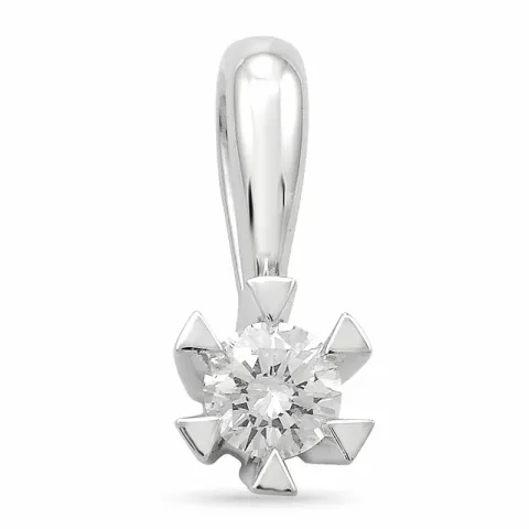 diamant solitaire hanger in 14 caraat witgoud 0,20 ct