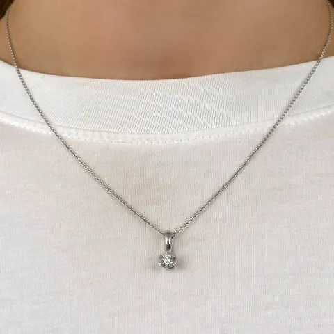 diamant solitaire hanger in 14 caraat witgoud 0,20 ct