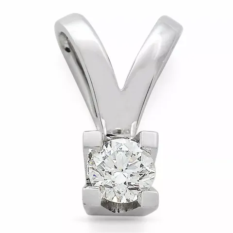 diamant solitaire hanger in 14 caraat witgoud 0,20 ct