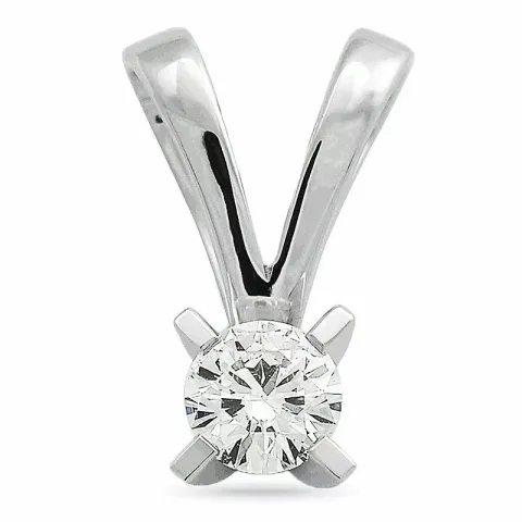 diamant solitaire hanger in 14 caraat witgoud 0,20 ct