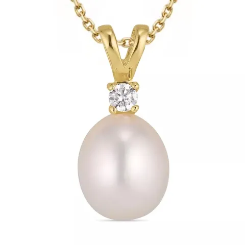 parel ketting in verguld sterlingzilver met hanger in verguld sterlingzilver