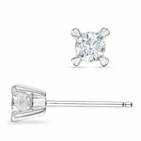 2 x 0,20 ct solitaire oorbel in 14 karaat witgoud met diamant