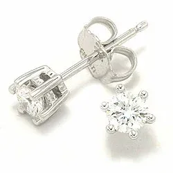 2 x 0,20 ct solitaire oorbel in 14 karaat witgoud met diamant