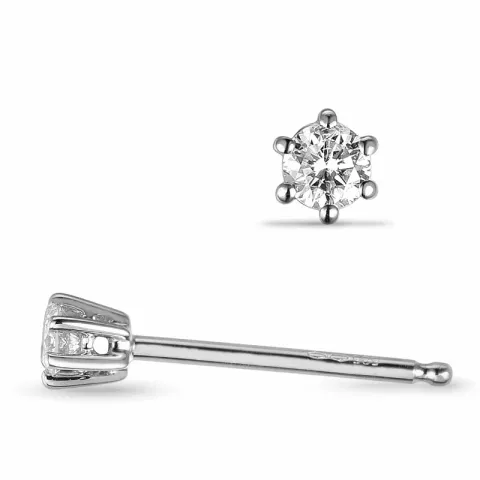2 x 0,05 ct campagne - diamant oorsteker in 14 karaat witgoud met diamant 
