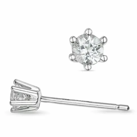 2 x 0,10 ct solitaire oorbel in 14 karaat witgoud met diamant 