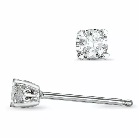 2 x 0,10 ct solitaire oorbel in 14 karaat witgoud met diamant 