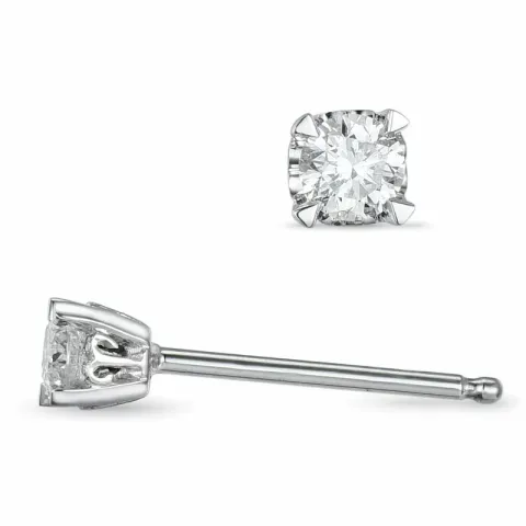 2 x 0,10 ct campagne - diamant oorsteker in 14 karaat witgoud met diamant 