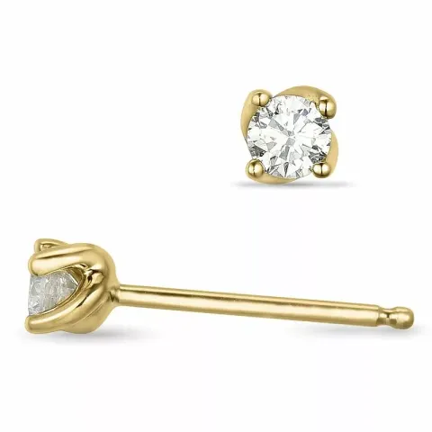 2 x 0,20 ct solitaire oorbel in 14 karaat goud met diamant