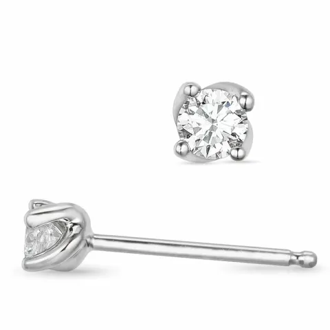 2 x 0,10 ct solitaire oorbel in 14 karaat witgoud met diamant
