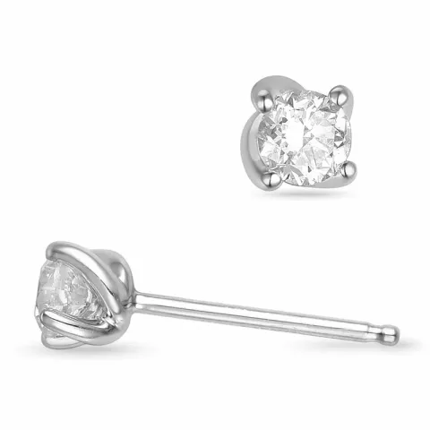 2 x 0,20 ct solitaire oorbel in 14 karaat witgoud met diamant