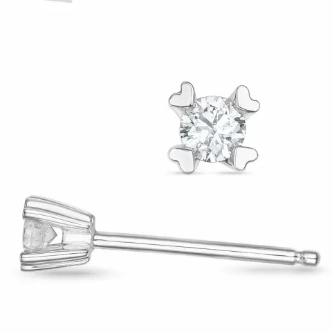 2 x 0,05 ct campagne - diamant oorsteker in 14 karaat witgoud met diamant 
