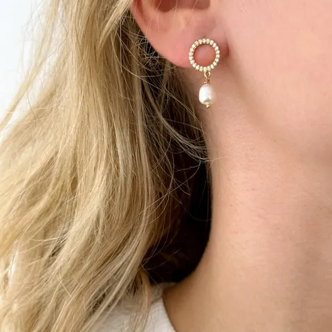 parel oorbellen in verguld sterlingzilver