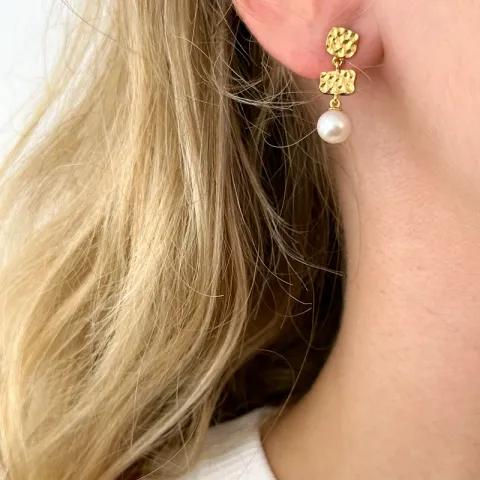 parel oorbellen in verguld sterlingzilver