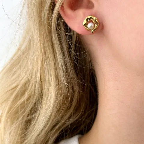 parel oorbellen in verguld sterlingzilver