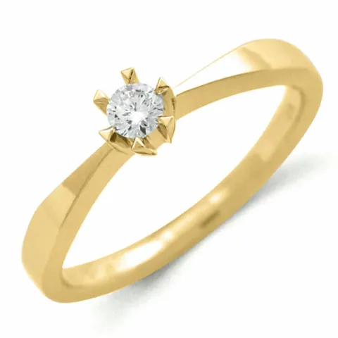 testsieraad diamant solitaire ring in 14 karaat goud 0,10 ct