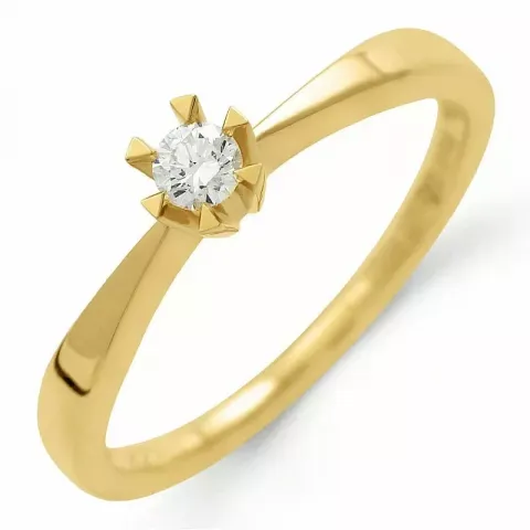 testsieraad diamant solitaire ring in 14 karaat goud 0,08 ct