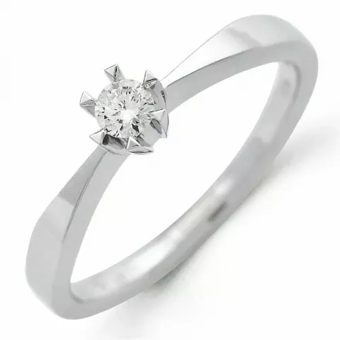 campagne - diamant solitaire ring in 14 karaat witgoud 0,08 ct