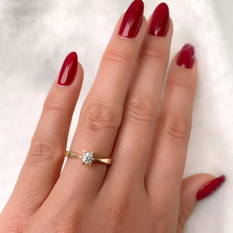 campagne - diamant solitaire ring in 14 karaat goud 0,30 ct