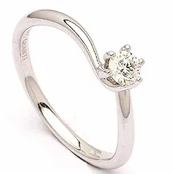Eenvoudige diamant witgouden ring in 14 karaat witgoud 0,20 ct