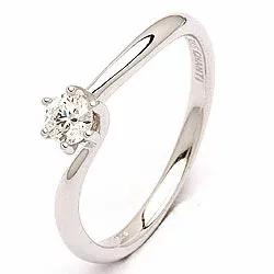 Eenvoudige diamant witgouden ring in 14 karaat witgoud 0,20 ct