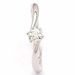 Eenvoudige diamant witgouden ring in 14 karaat witgoud 0,20 ct