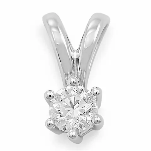 diamant solitaire hanger in 14 caraat witgoud 0,20 ct