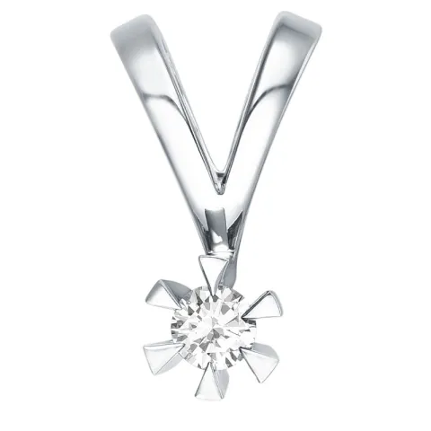 diamant solitaire hanger in 14 caraat witgoud 0,10 ct
