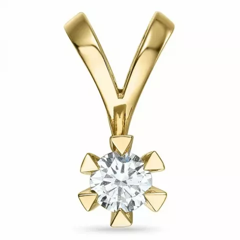 diamant solitaire hanger in 14 caraat goud 0,40 ct