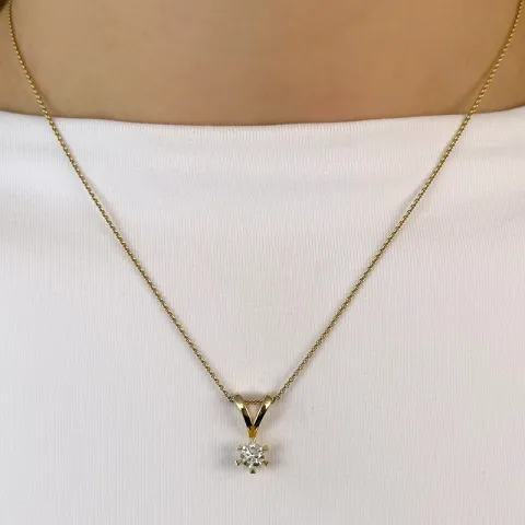 0,40 ct lab grown diamant solitaire hanger in 14 caraat goud 0,40 ct