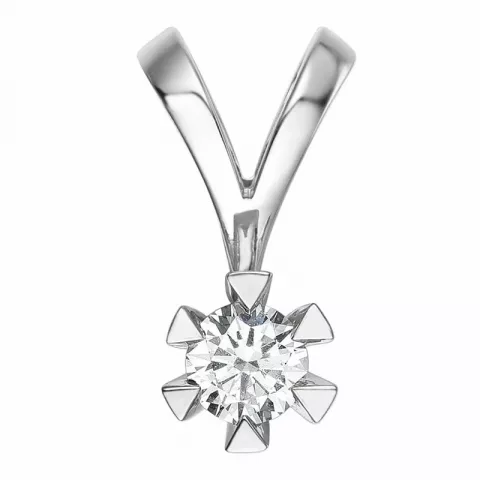 diamant solitaire hanger in 14 caraat witgoud 0,40 ct