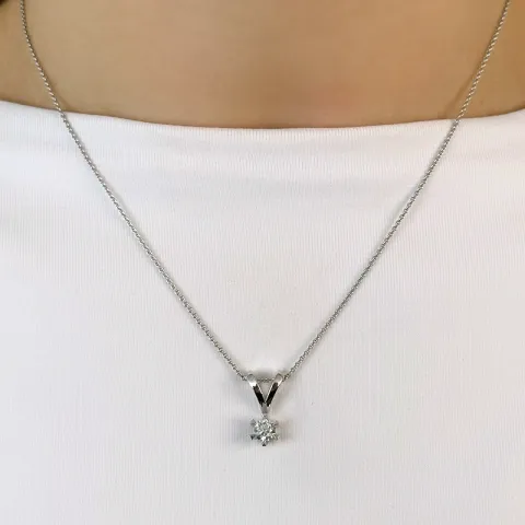 0,40 ct lab grown diamant solitaire hanger in 14 caraat witgoud 0,40 ct