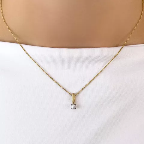 diamant solitaire hanger in 14 caraat goud-en witgoud 0,10 ct