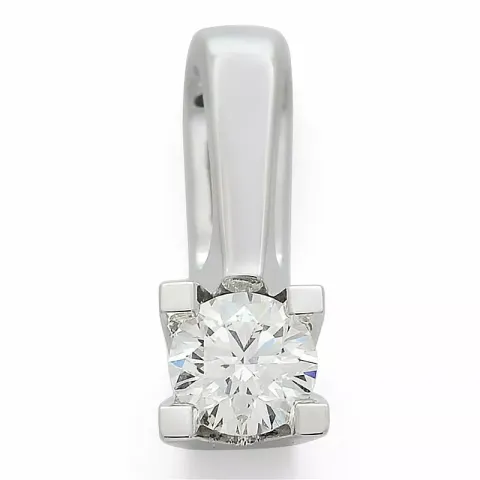 diamant solitaire hanger in 14 caraat witgoud 0,30 ct