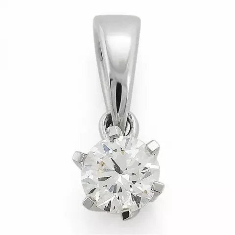 diamant hanger in 14 caraat witgoud 0,20 ct