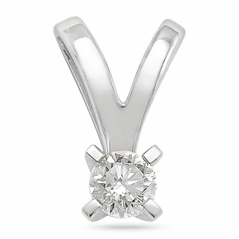 diamant solitaire hanger in 14 caraat witgoud 0,20 ct