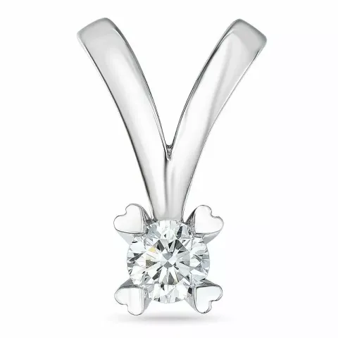 diamant solitaire hanger in 14 caraat witgoud 0,20 ct