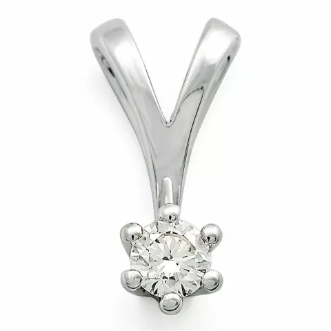 diamant solitaire hanger in 14 caraat witgoud 0,20 ct