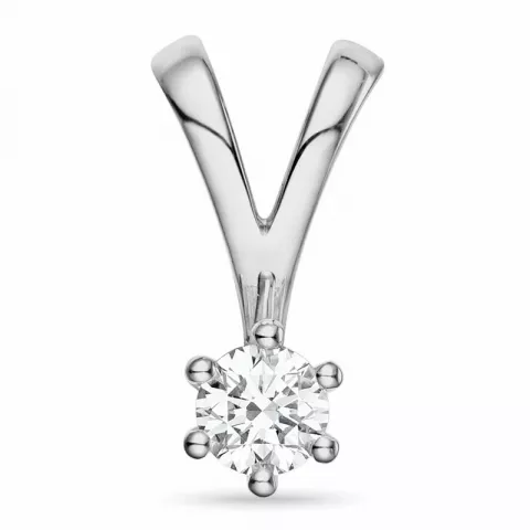 diamant solitaire hanger in 14 caraat witgoud 0,30 ct